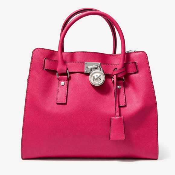 Michael Kors Handbags - 👜 Michael Kors Hamilton Large Satchel – Fuchsia Saffiano Leather